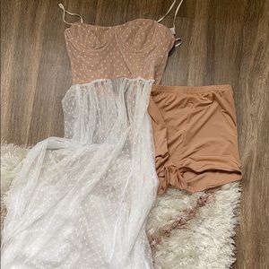 White Fox maxi dress. “Totally Bangin’ Mesh Maxi”